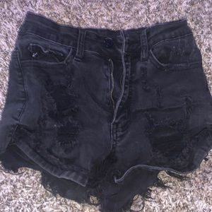 Black ripped jean shorts